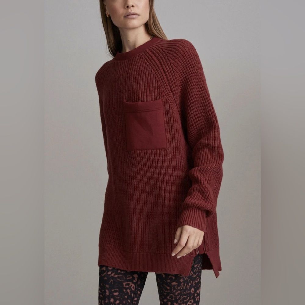 Varley Matteson Knit Tunic Pullover Sweater Russett Brown Size L